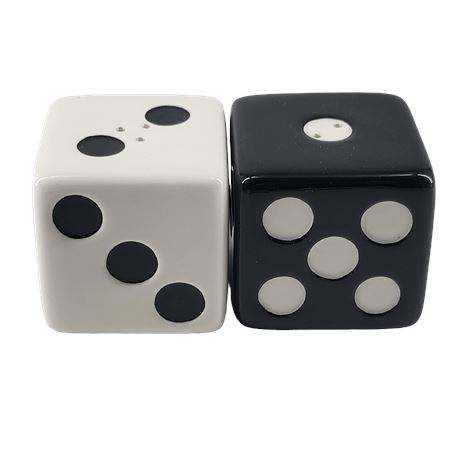 Fitz and Floyd Game Night Black & White Dice Salt & Pepper Shakers