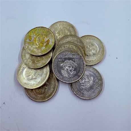 10 UNC 1953 Hidalgo 5 Silver Pesos