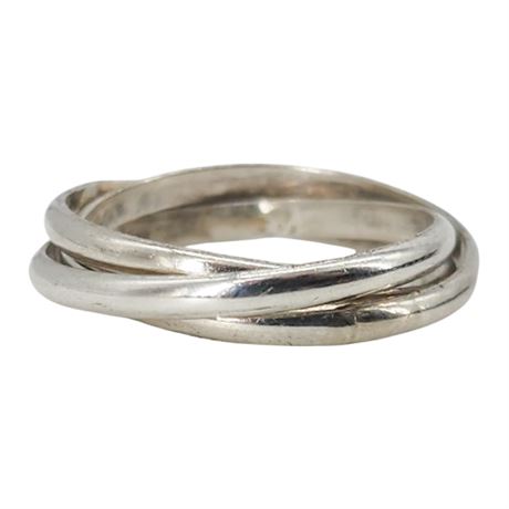 Vtg Sterling Silver Interlocking Fidget Ring, Sz 6.5