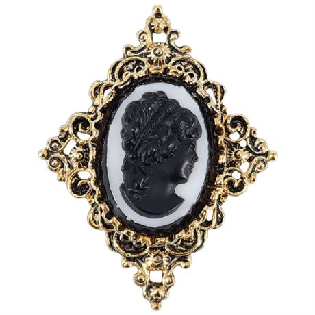 Signed Vintage GERRY'S Victorian Revival Cameo Brooch