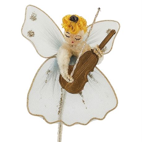 Vintage Spun Cotton Tulle Angel Figurine on Pipe Cleaner