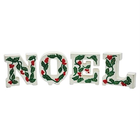 Vintage Hand Painted Pearlescent Ceramic N O E L Letters