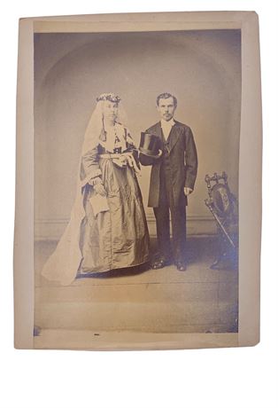 1860s Civil War Era Large 9” Studio Wedding Cabinet Card