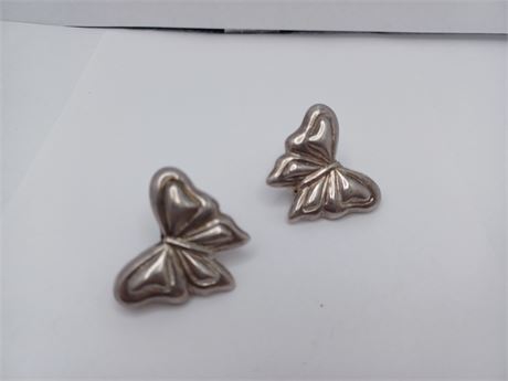 Sterling Silver Clip-on Butterfly Earrings