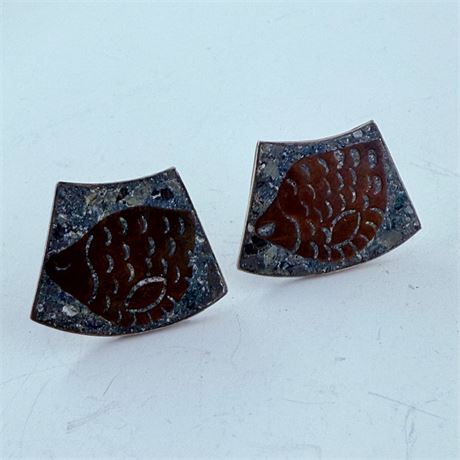 11.2g Mexico Sterling Fish Earrings