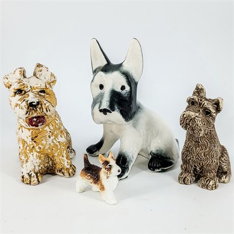 Scottie Dog, Scottish Terrier, Lot of 4 Collectible Dogs