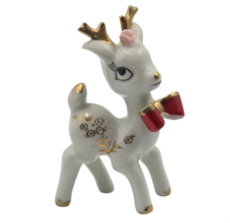 VTG Porcelain Deer with Rhinestones