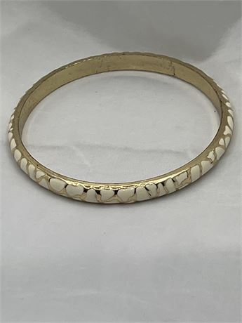 Gold tone, white enamel bangle bracelet