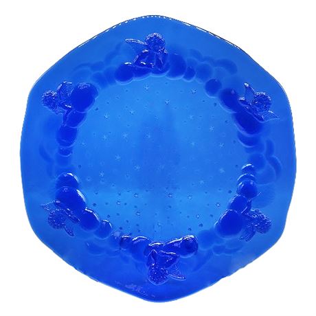 Vintage Italian Cobalt Blue Glass Cherubs & Stars Platter