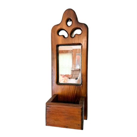 Vintage Wooden Key Holder/ Mirror
