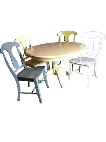 Round Table w Leaf, 4 Chairs, 4 Colors