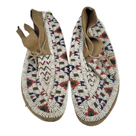Antique Native American Beaded Leather Moccasin