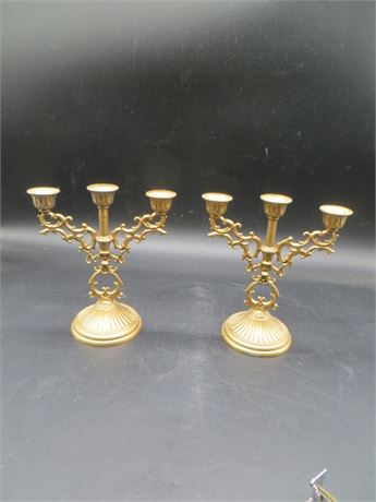 Small Vintage Brass 3 Arm Candelabra Italy