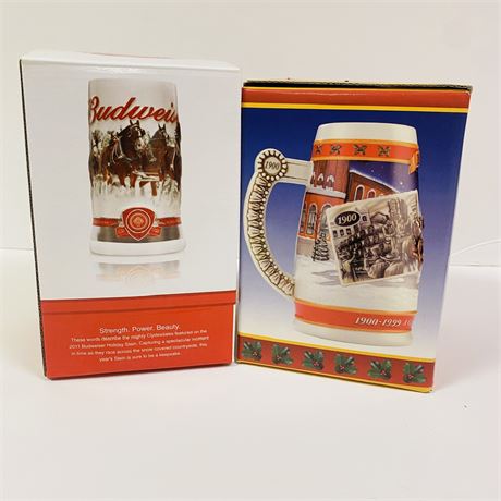 2 Budweiser Steins Mint in Orig Boxes