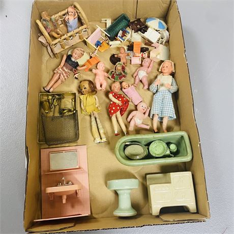 Vintage Dolls + Doll House Furniture