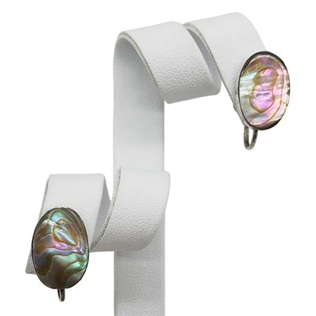 Vintage Sterling Silver Abalone Screwback Earrings