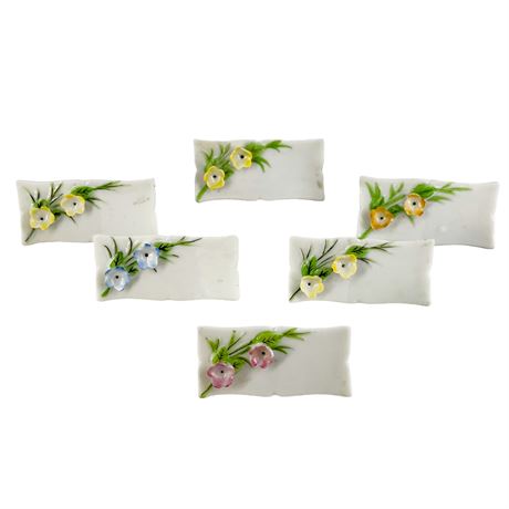 Set of 6 Vintage La Fleur Porcelain Place Card Holders