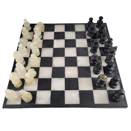 Black & White Marble Chess Board Set