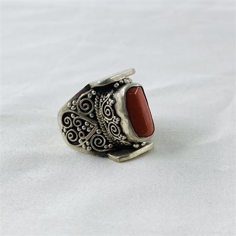 17.2g Sterling Coral Ring Size 11.5