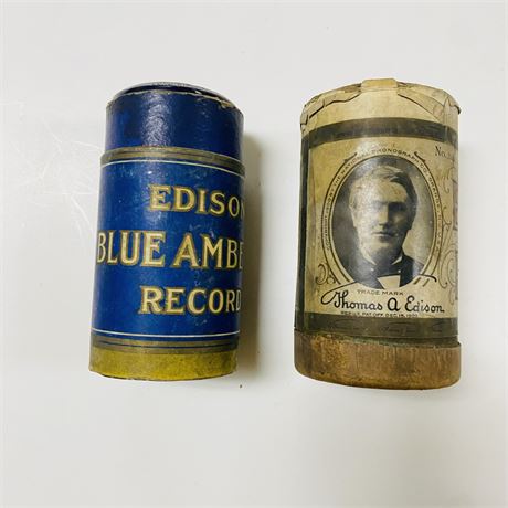 2 Antique Edison Wax Cylinder Photographs
