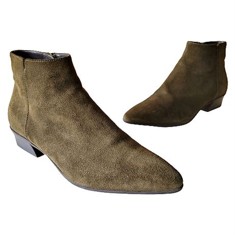 Aquatalia "Fire" Olive Green Suede Ankle Bootie