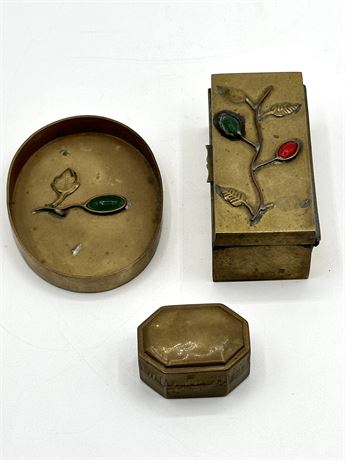 Two Brass Boxes and Trinket Tray
