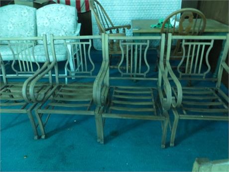 4 Aluminum Lyre Back Chairs