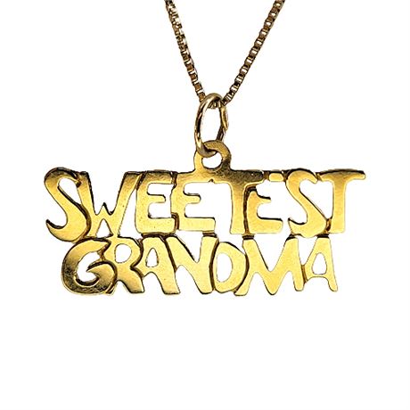 14K Gold Sweetest Grandma Pendant Necklace