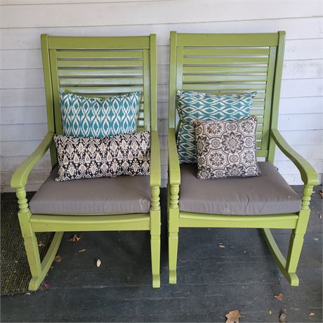 Vintage Green Set of 2 Classic Porch Rockers