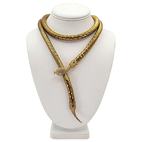 Vintage Rhinestone Eyes Snake Scales Necklace/Belt