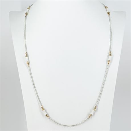 Vintage Monet White and Gold-Tone Necklace