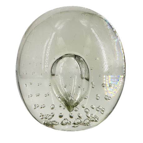 Vintage Ovoid Art Glass Bubble Paperweight