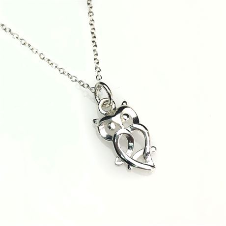 LA Designer Sterling Silver Owl Pendant Necklace