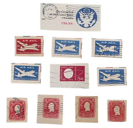 VTG Pre-paid Postage Embossed Cut Squares