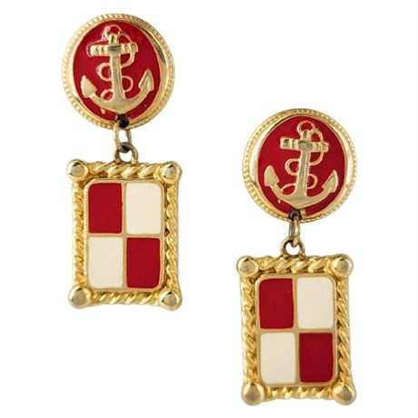 Vintage 80s Preppy Nautical Earrings
