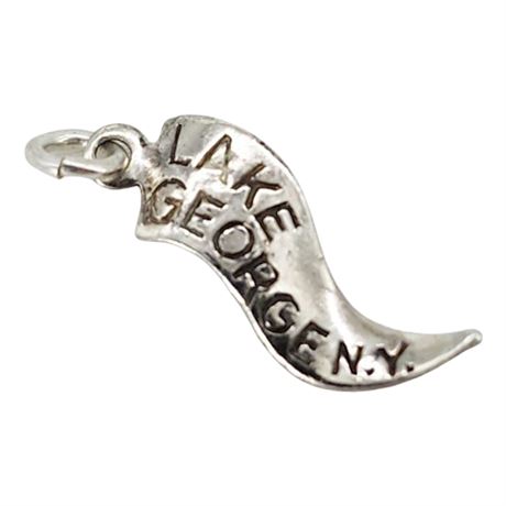 Vtg Sterling Silver Lake George, NY Pennant Mini Charm