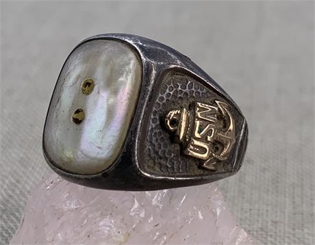 13 Gram Sterling & 1/20th 12k Gold US Navy Ring