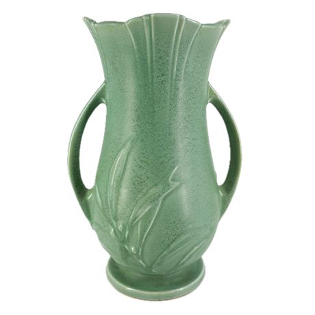 Vintage Large Roseville Pottery Crystal Green Deco Vase