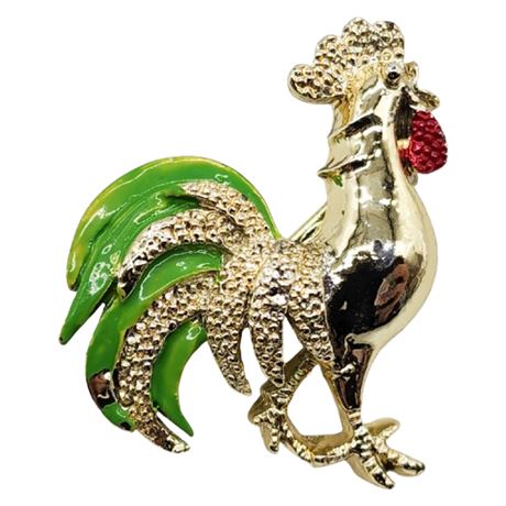 Vintage GERRY'S Enameled Rooster Brooch