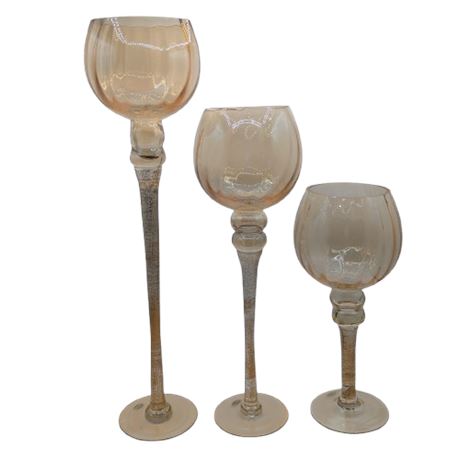 3 Tiered TALL Hurricane Glass Candle Holders