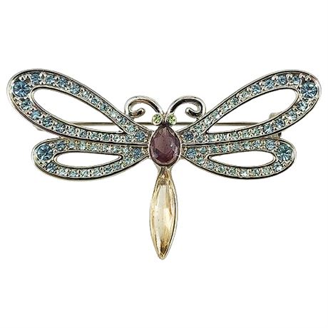 Vintage Rhinestone Dragonfly Brooch