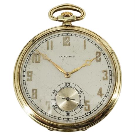 Vintage LONGINES 14K Gold Open Face Slim Pocket Watch