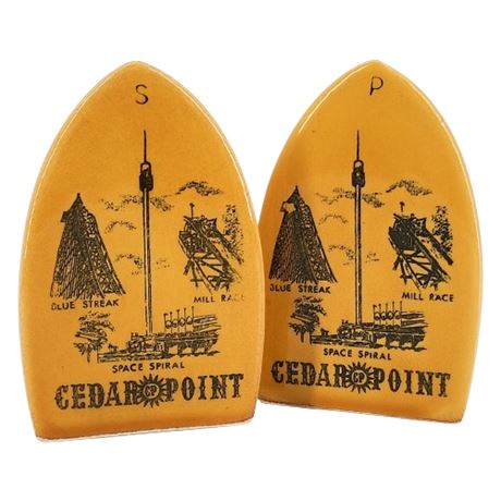 Vintage Cedar Point Ceramic Irons Salt & Pepper Shakers