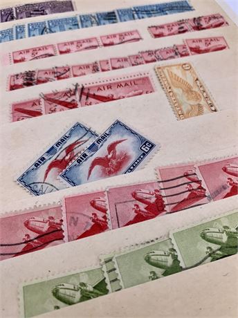 45 Vintage 6 cent to 20 cent Postmarked, Cancelled, US Postage Stamps