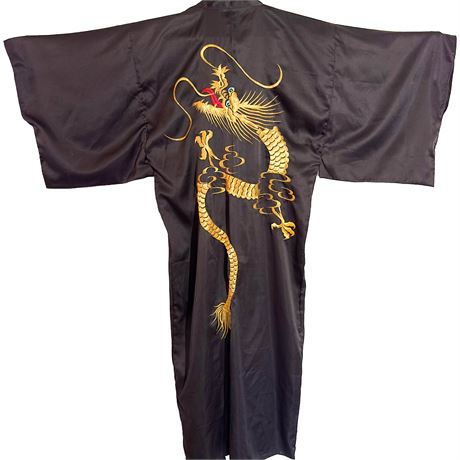 Vintage Embroidered Japanese Yukata Kimono Robe