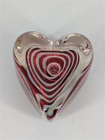 Signed Art Glass Heart Handblown Paperweight from Don Drumm Studios