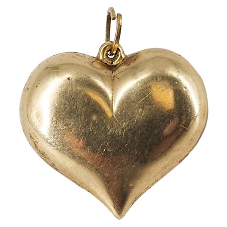 Vintage 14K Gold Puffy Heart Pendant