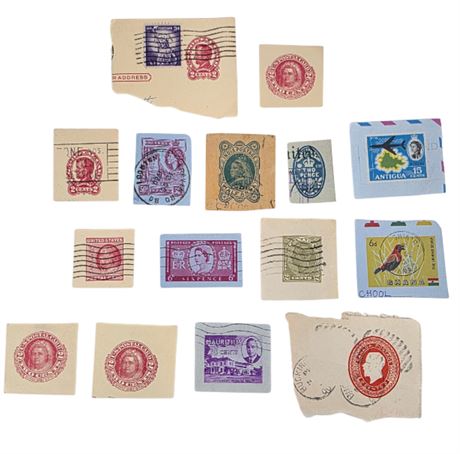 VTG Pre-paid Postage Stamped Cut Squares