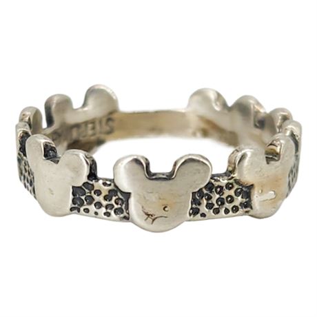 Vintage DISNEY Sterling Silver Mickey Mouse Ring, Sz 5