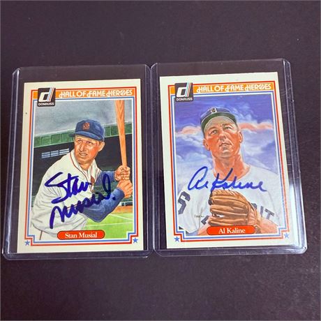 Stan Musial + Al Kaline Signed Cards